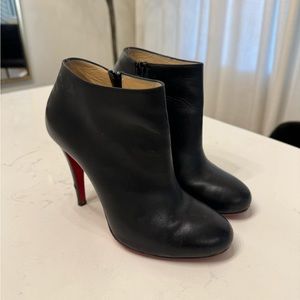 Christian Louboutin black Belle Leather Red-Sole Ankle Boots sz 37